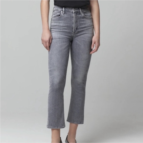 Citizens Of Humanity Gray Demy Cropped Flare Stretch Jean Size 26 - Picture 1 of 12